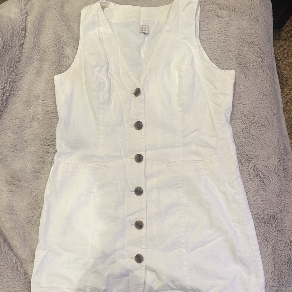 a new day White Button-Down Mini Dress